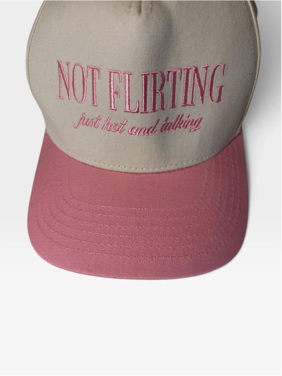 Unbranded Accessories - The Happiest "Not Flirting" Beige Hat w/Pink Bill - OS